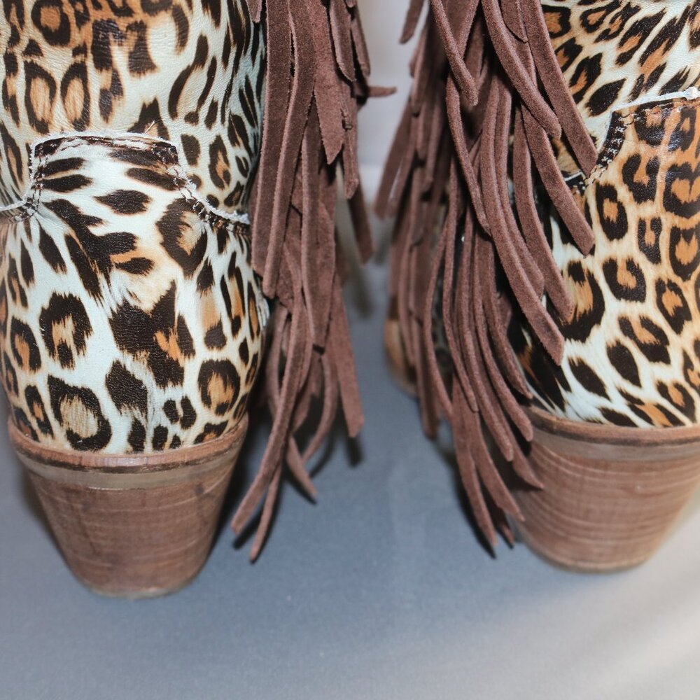 Dingo Women's 8.5M Cheetah Cowgirl fringe boots w/box MSRP $319 - Picture 4 of 16